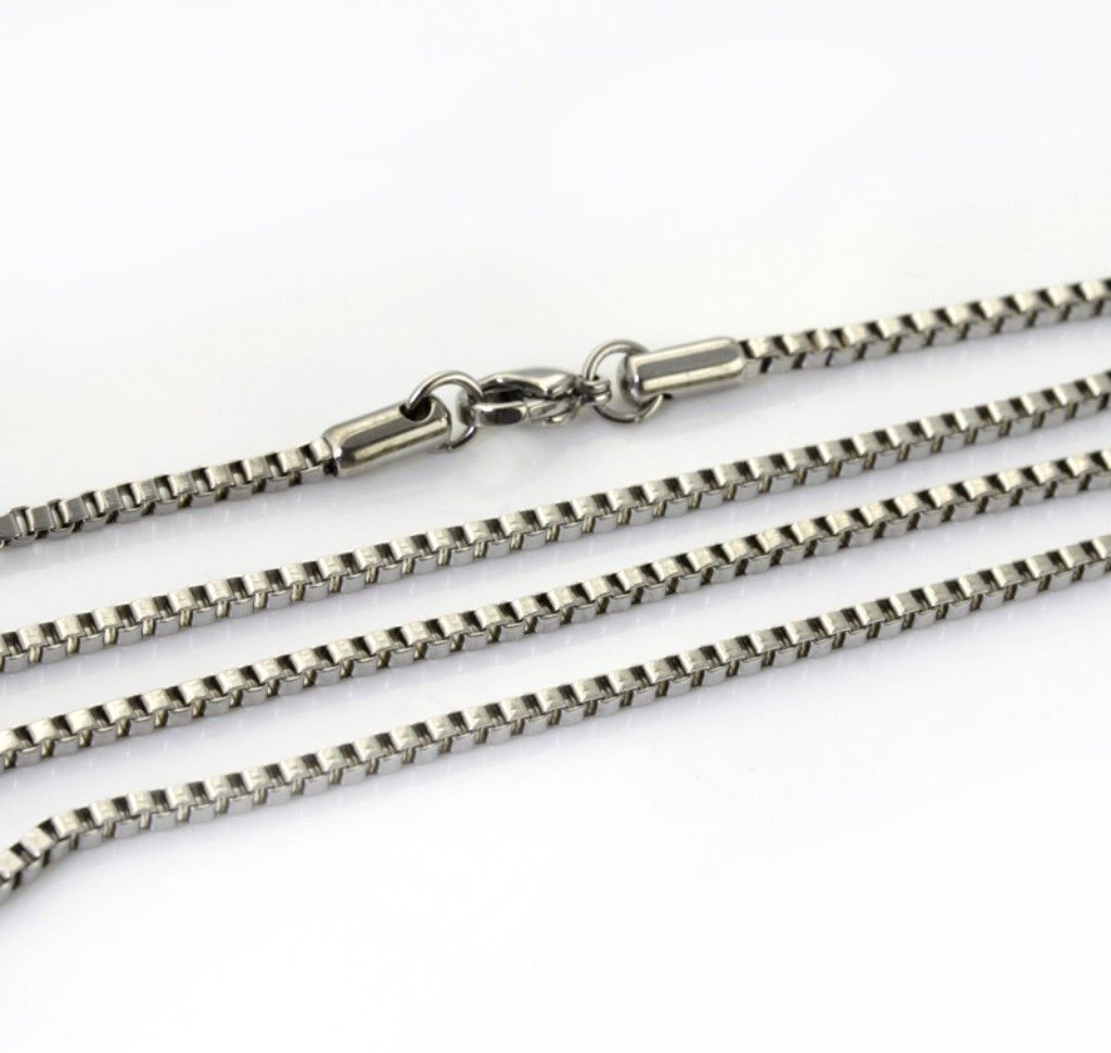 10 stks / partij 2mm Unique Light Unisex Sieraden Silver Rvs Small Box Chain Nckelace21.6 ''