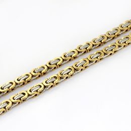 1pcs 6.3mm distinctive classical men Jewellery silver&golden Stainless steel Byzantine chain nckelace
