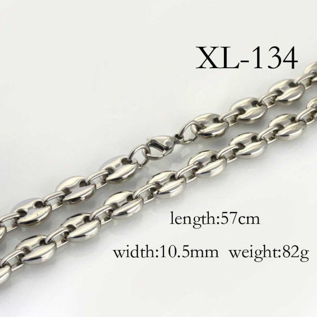 1pcs 10.5mm 82g cool style high-grade men jewelry silver Stainless steel coffee bean chain nckelace