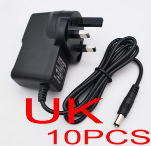 Bulk Pack of 10 UK Plug AC Adapters, Universal 100-240V to DC Converters with Multiple Outputs - 12V 1A/9V 1A/5V 2A/12V 500mA, Free Express Shipping