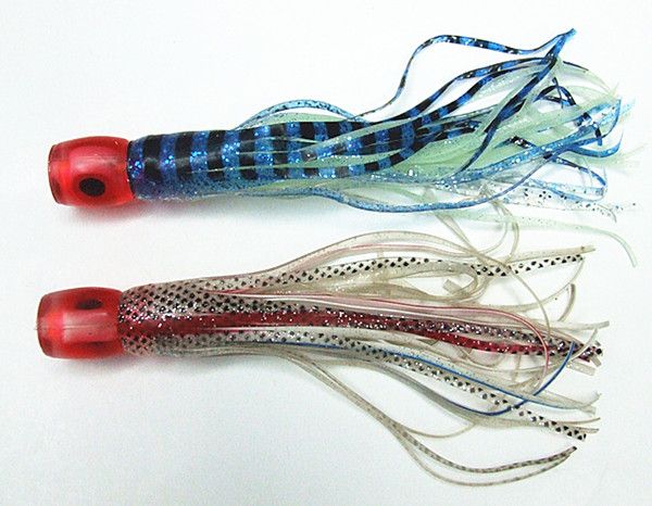 Bläckfisk Lure Big Game Bait Trolling Lure Tonfisk Locka Fiske Tack Mjuk kjol Bait Soft Head Dubbel kjol 9.5 