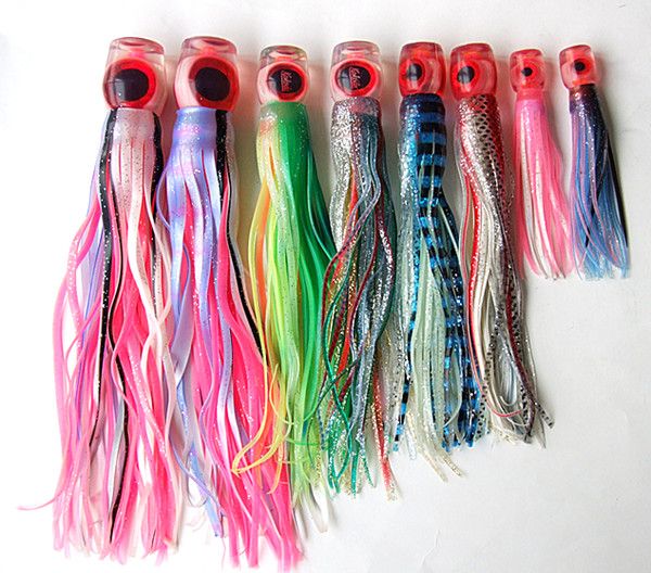 Bläckfisk Lure Big Game Bait Trolling Lure Tonfisk Locka Fiske Tack Mjuk kjol Bait Soft Head Dubbel kjol 9.5 