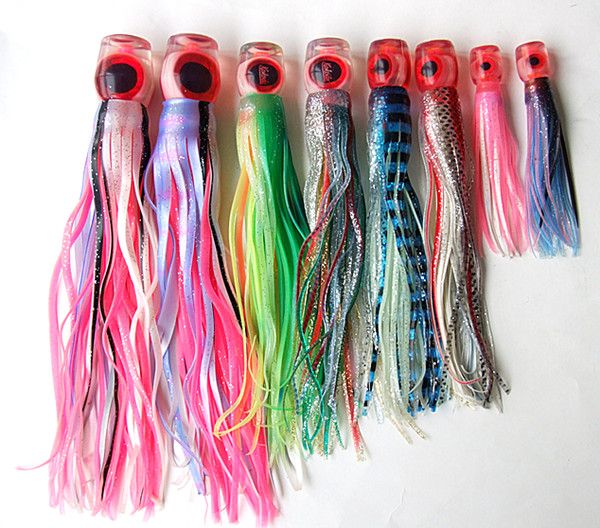 Octopus Lure Big Game Bait Trolling Lure Tuna Lure Fishing tackle Soft Skirt Bait Soft Head Double Skirt 9.5" 8.5" 7.5"