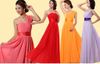 Yeni Ucuz Zarif Tek Omuz Şifon Renkli Diz Boyu Gelinlik Modelleri / Düğün Parti Elbiseler