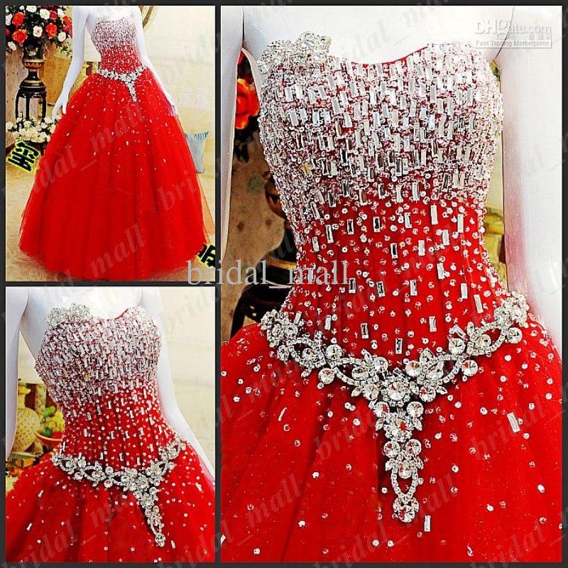 bright red ball gown