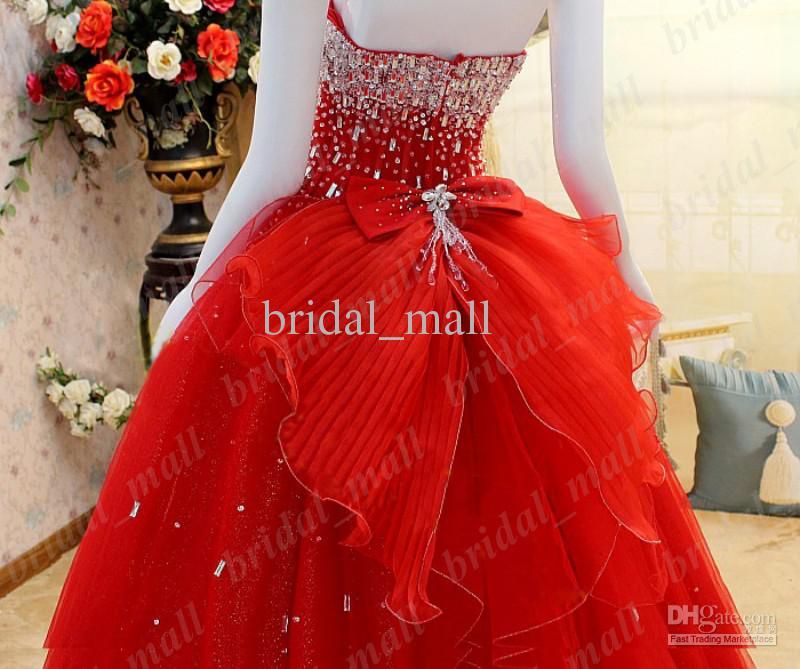 bright red ball gown