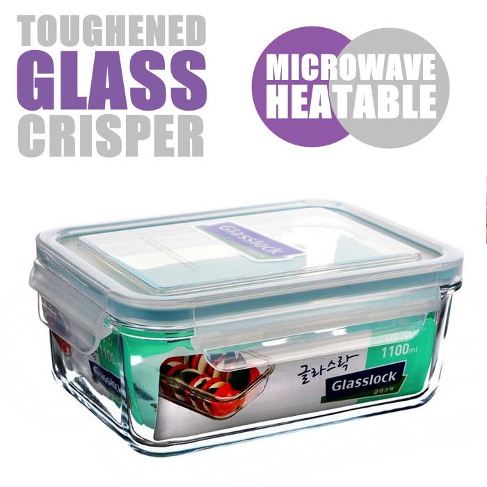 1.1L Toughened Glass Lunch Loxes Preservation Box Dinner Bento Boxes