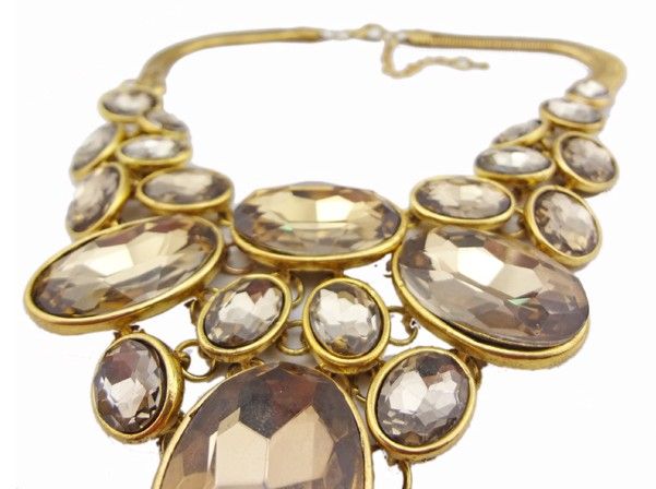 Ny europeisk vintage stil ormkedja ellips kristall choker halsband