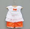springtime Kids Clothing stripe Children Outfits yarn style Sets lovely girl Suit Coat + shorts