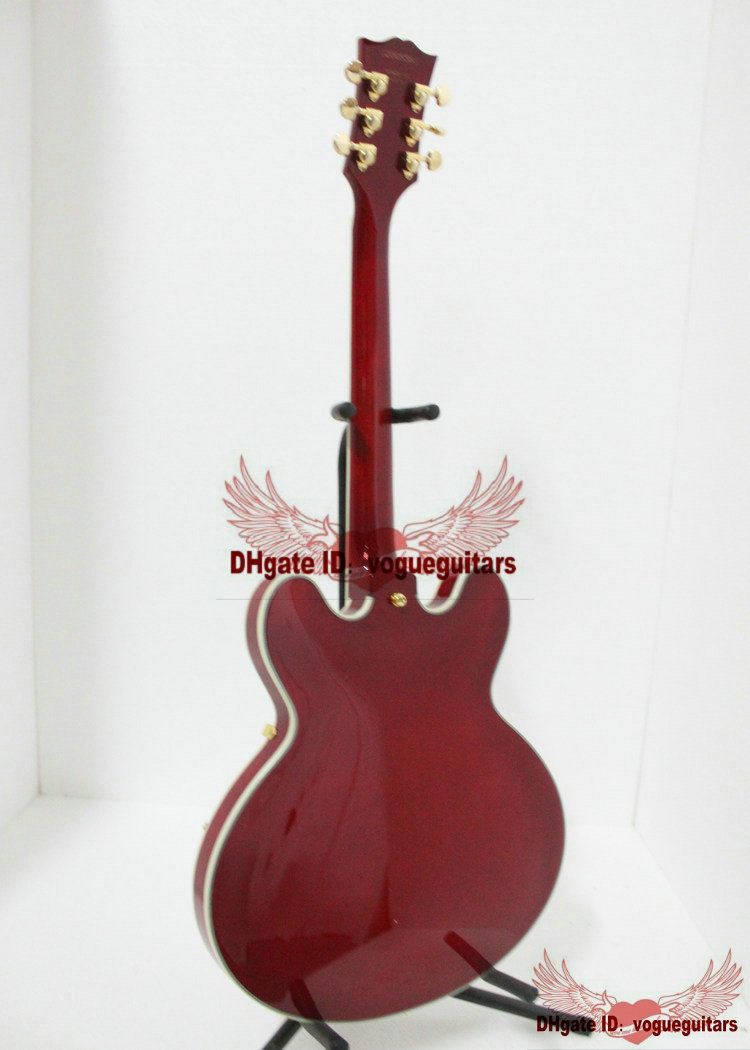 Классическая красная джазовая гитара Золотое оборудование очень красота гитара от Китая A9