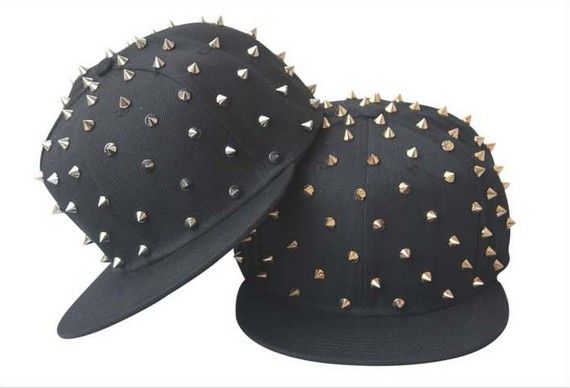 Ayarlanabilir Perçin Snapback Şapka Kapaklar Snap back Man Çiviler Punk Rock Hip-Hop Altın RIVET Kap Şapka