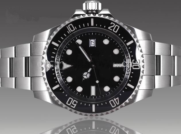Luxury Black Dail Ceramic Bezel 44mm 116660 Mäns Automatic Watch Mens Rostfritt Stål Tunga Armbandsur