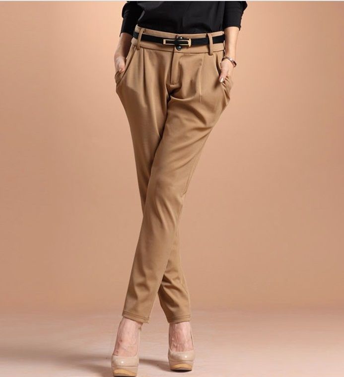 XL 4XL Plus Size Black,Khaki Long Thin OL Harem Pants For Fat Women