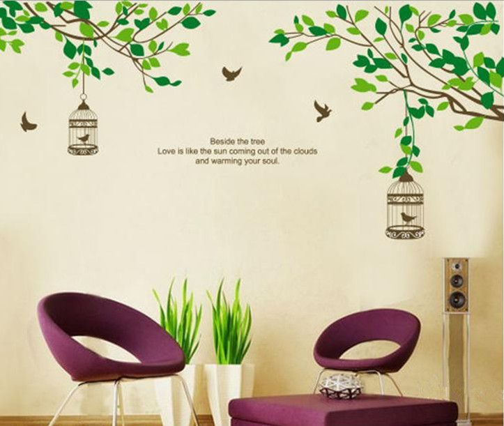 Attractive Wall Stickers Tree Branches Part - 8: Removable Wall Sticker Decal Tree Branch Birds Cage Mural Art Modern Wall Decor Jm7128 Jm 60x90cm Space Wall Decals Space Wall Stickers From Jeanwill, ...