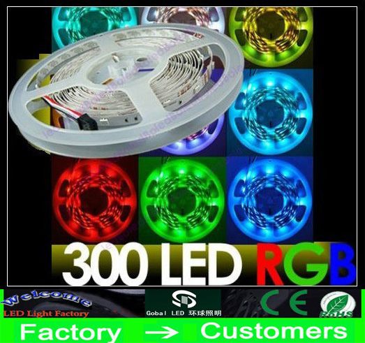 5m RGB 5050 SMD 300 LED-lampor LED-band Ljus flexibelt icke-vattentät CE ROSH