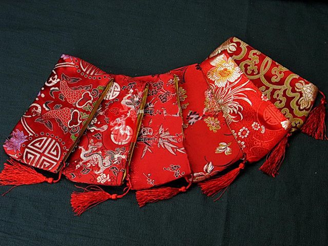 

Large Zip Pouch Travel Jewelry Storage Bag Tassel Silk Brocade Coin Purse Phone Wallet Gift Packaging Bags Makeup Tools Pouch 50pcs/lot