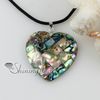 heart patchwork sea water rainbow abalone shell mother of pearl pendants leather necklaces jewelry