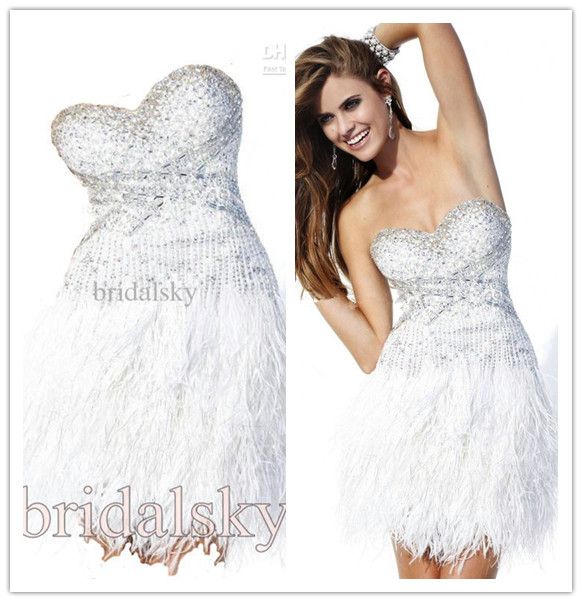 cocktail dress with feathers at bottom