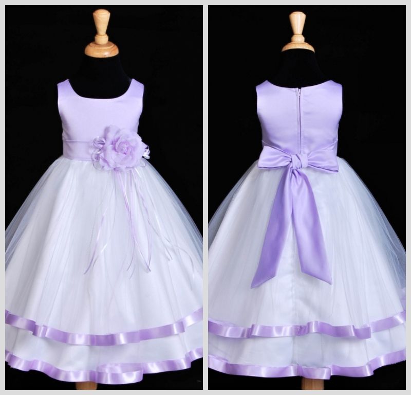 flower girl dresses purple and white