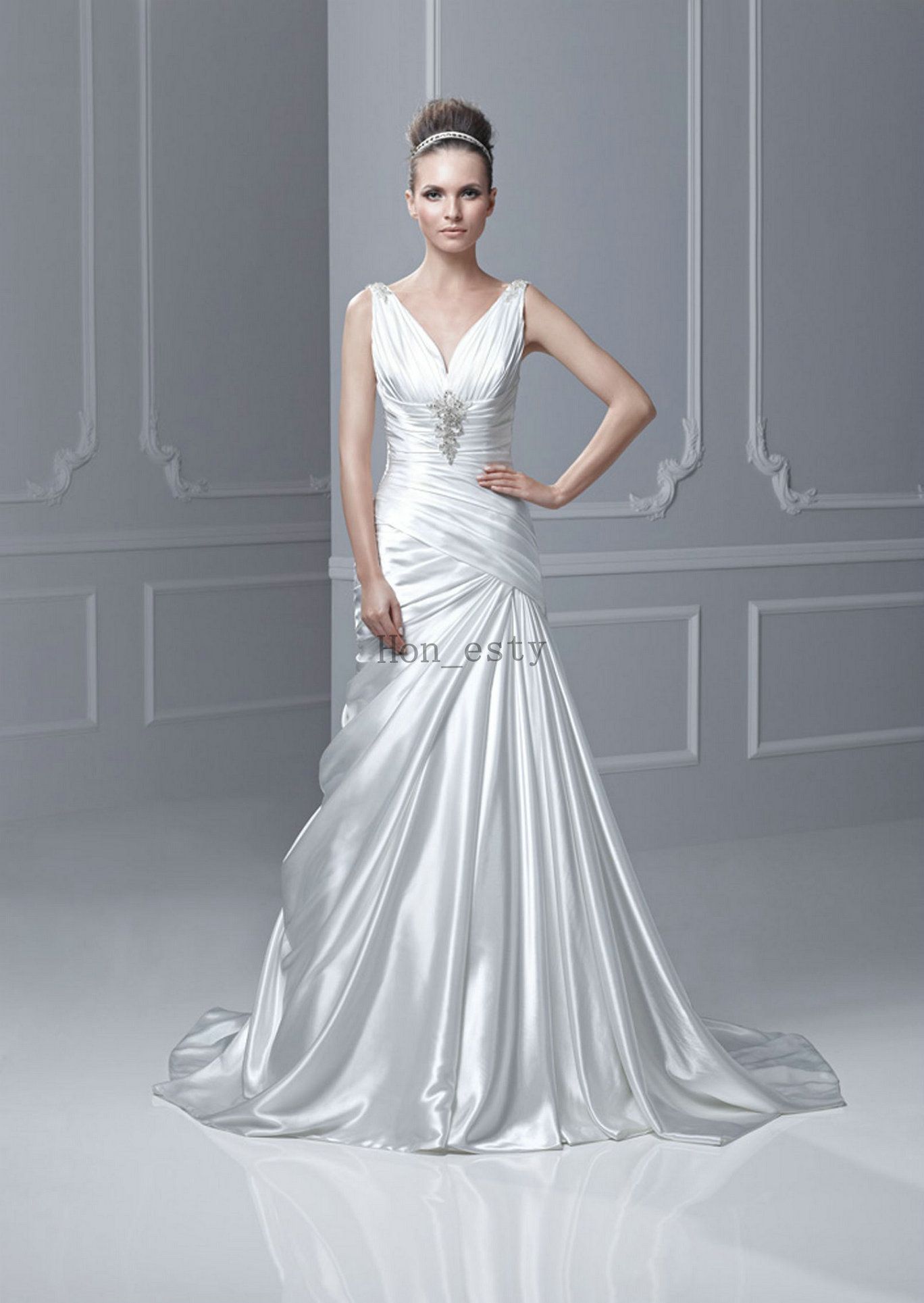 Modern Silk Wedding Dress designer a line wedding dresses silk like - Modern Silk Wedding Dress