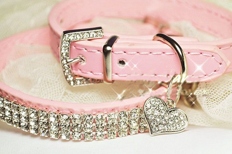 pink rhinestone cat collar