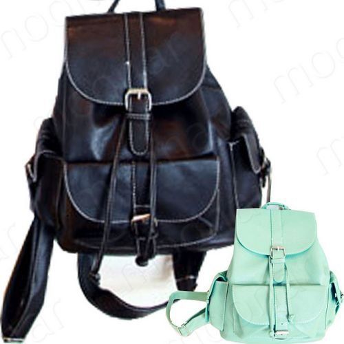 Women's Faux Leather Backpack Book Bags Schoolbag Casual Knapsack Travel Pockets B390 Rucksack