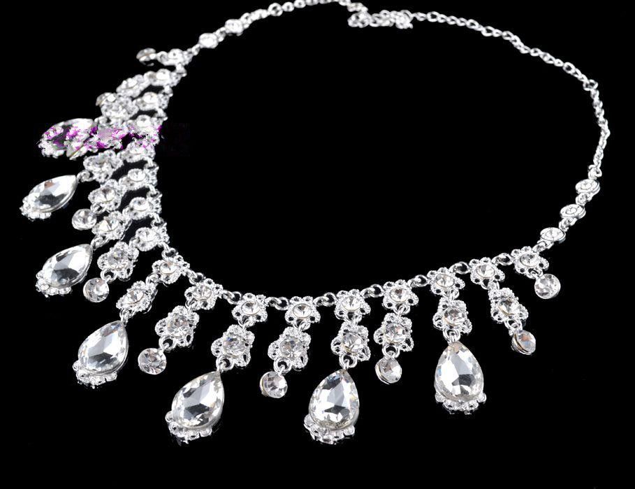 2015 New Arrivals Crystal Crown Necklace Earring Set Bridal Jewelry Wedding Accessories8217706