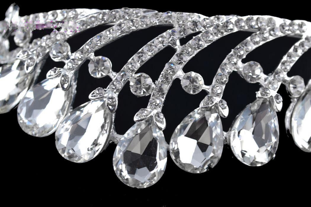 2015 recién llegados corona de cristal collar pendiente conjunto joyería nupcial accesorios de boda 7101736