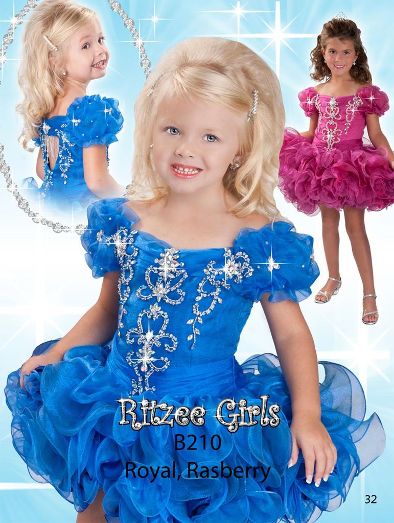 2013 Glitz Pageant Dresses Girls RUFFLED SLEEVES AND SKIRT PAGEANT GOWN