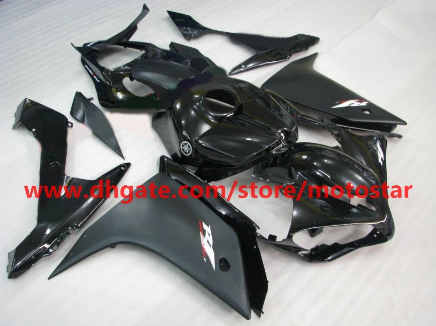 Flat Black White Moto Fairing för Yamaha 2007 2008 YZF-R1 07 08 YZFR1 YZF R1 FAIRINGS KIT R17J