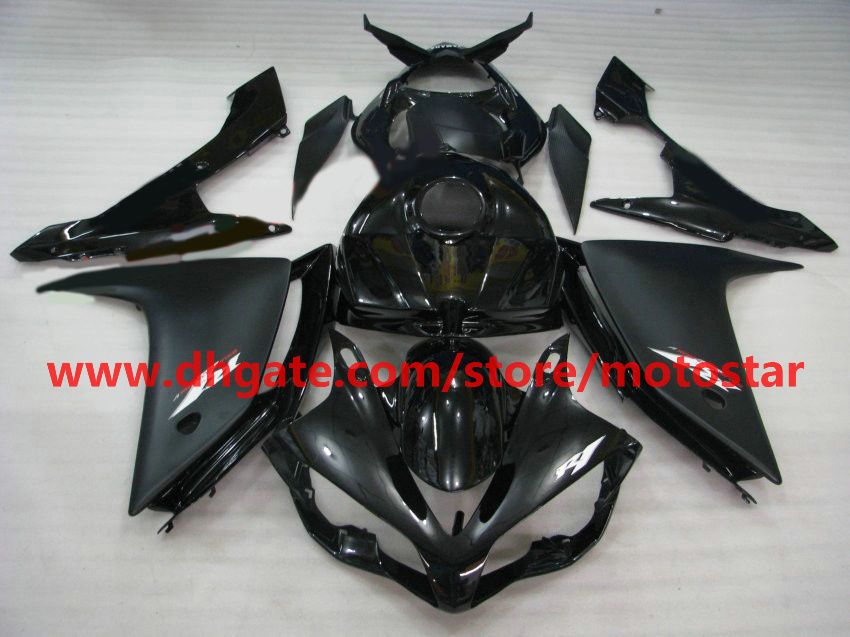 Flat Black White Moto Fairing för Yamaha 2007 2008 YZF-R1 07 08 YZFR1 YZF R1 FAIRINGS KIT R17J