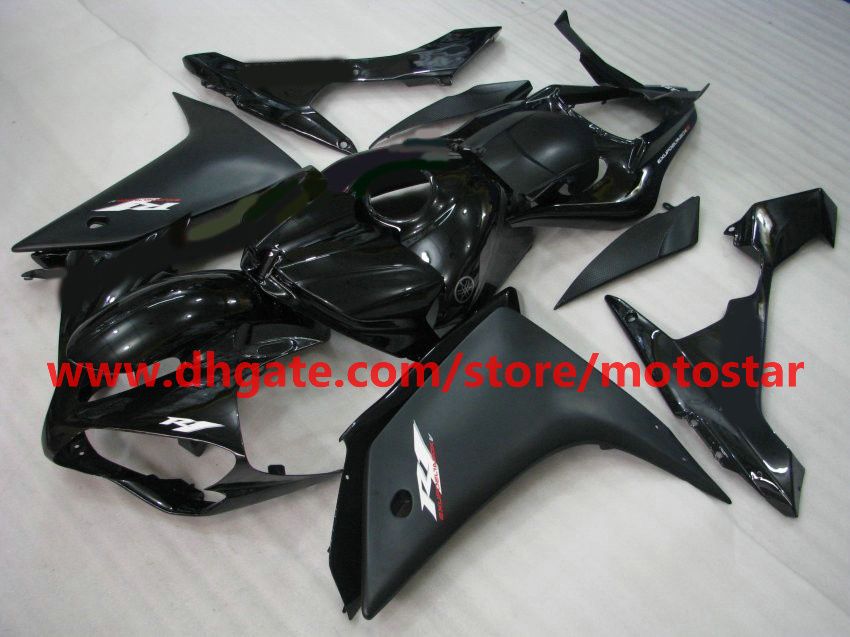 Flat Black White Moto Fairing för Yamaha 2007 2008 YZF-R1 07 08 YZFR1 YZF R1 FAIRINGS KIT R17J