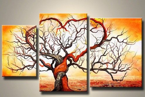 2019 popular tree group canvas painting morden group landscape art