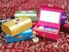 Dekorera broderad spegel Små smycken Presentförvaring Väska Satin Tyg Tomt Läppstift Förpackningsbox Lip Balm Tubes Containrar 12PCS / Lo