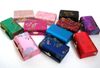 Pretty Mirror Small Travel Jewelry Case Gift Box Silk Brocade Double Empty Lipstick Packaging Lip Balm Tubes Containers 12pcs/lot