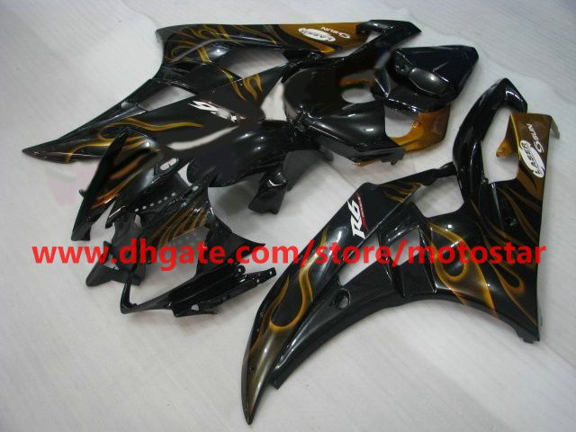 High grade yellow flame fairing for 2006 2007 YAMAHA YZF-R6 YZFR6 06 07 YZF R6 fairings kit R19A