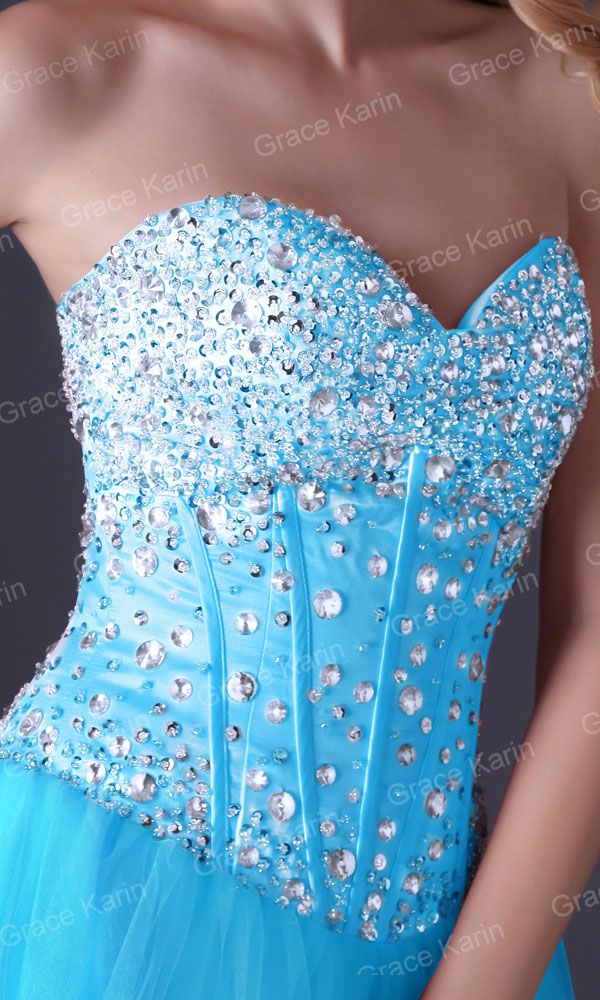 Grace Karin New Sequins Corset Corpete Long Tulle Prom Vestidos Vestido de Baile Frisado Party Evening Dress 8 Tamanho US 2 ~ 16 CL3519