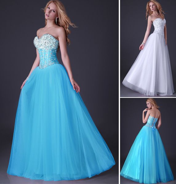 Grace Karin New Sequins Corset Bodice Long Tulle Prom Dresses Ball Gown ...