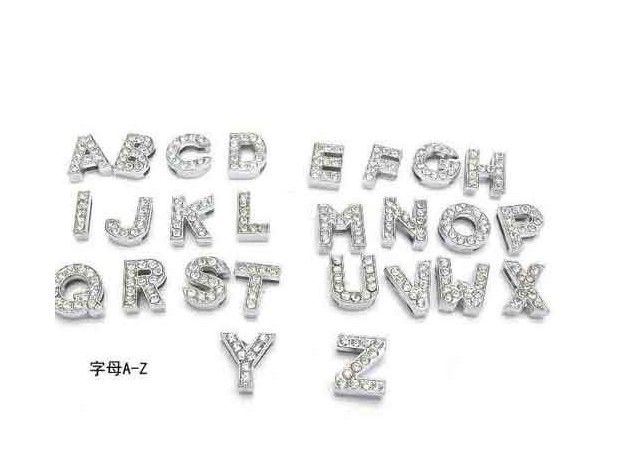 Instock Liquidation 260Pcs / Lot DIY Slide Letters With Strass Charms For 10mm Pet Dog Collars 2713
