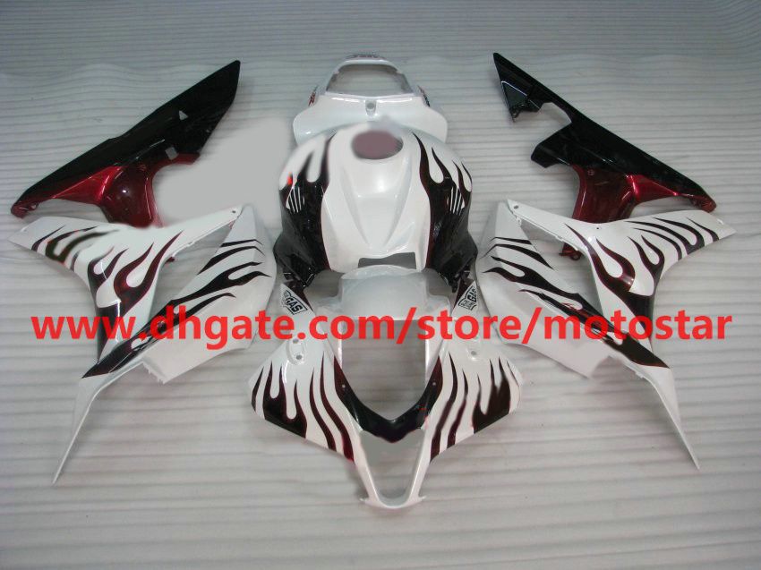 red flame white Injection fairings kit for Honda CBR600RR 2007 2008 CBR 600RR F5 07 08 CBR600 RX1O