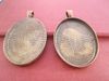 30mmx40mm Antique Bronze and antique gold Oval Pendant Trays with Glass Cabochons 20set/lot