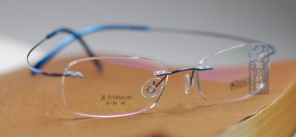 blue rimless glasses