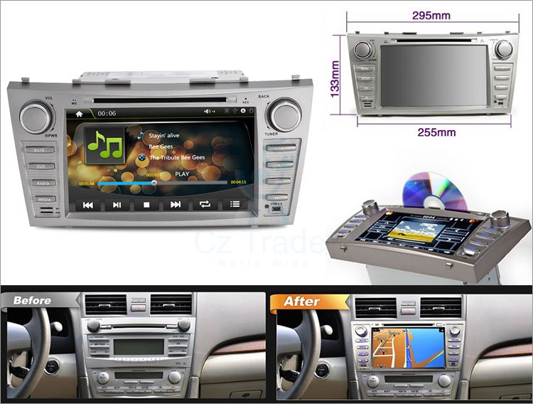 Car Dash DVD Stereos System For Toyota Camry 2007 2011 GPS Nav, Reverse