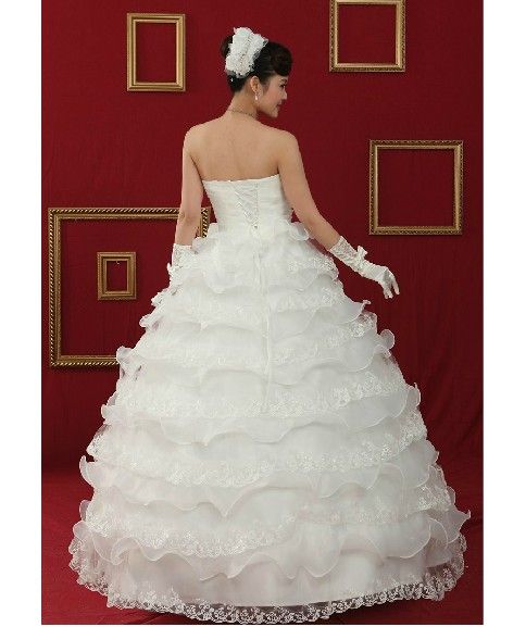 Novo barato simples estilo A linha Layered Bow Organza requintado comprimento total gótico victorian vestido vestidos de casamento