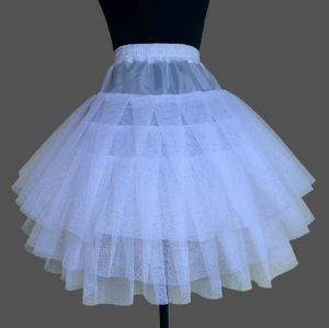 3 warstwy Biały Krótki Koktajl Hoopless Lace Wedding Petticoat Bridal Slip Crinoline