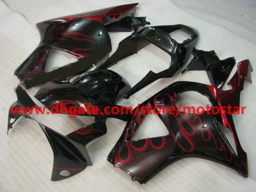 Gratis Anpassa röd flamkroppar för Honda CBR954RR 954 2003 2002 CBR900 954RR CBR954 02 03 CBR900RR FAIRINGS KIT