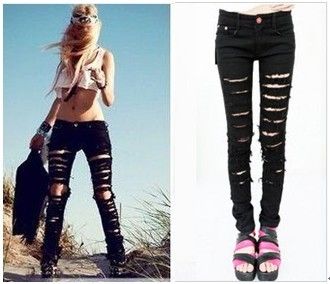 baggy hole jeans