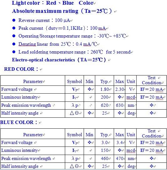 lot水クリア5mm双極カラーレッドグリーンブライトレッドロングライフ6441343