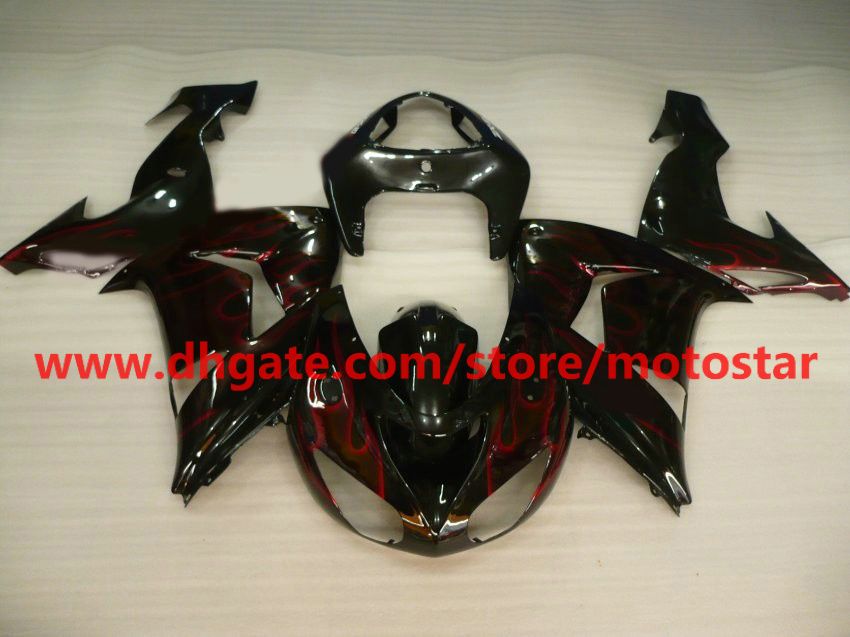 hot sale wine red flames fairing kit FOR Kawasaki ninja ZX-10R 2006 2007 ZX10R 06 07 ZX 10R 06-07