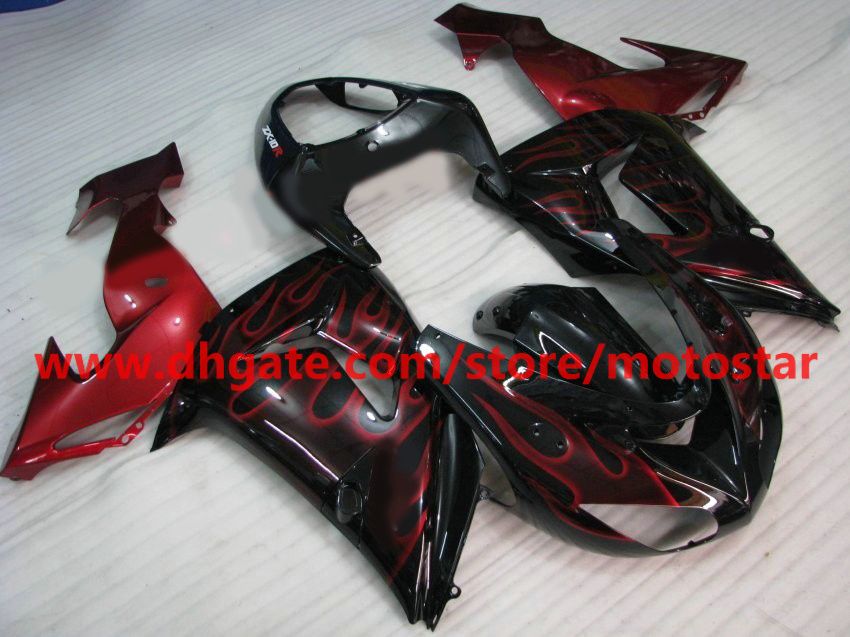 For Kawasaki 2006 2007 ninja ZX-10R INJECTION fairings kit ZX 10R 06 07 ZX10R wine red flame red RX3